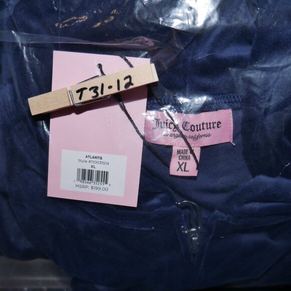 JUICY COUTURE 2 PC Velour Tracksuit Size L Rhinestone Bling Black Sweatsuit NWT - Picture 13 of 13